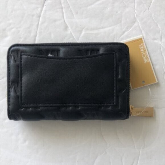 Michael Kors ZA Jet Set Small Card Case Wallet Quilt Logo name black - Picture 6 of 11